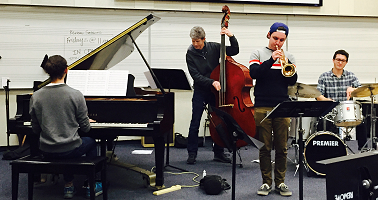 Hans Halt with Students at the Jazz in the Schools 2017 event