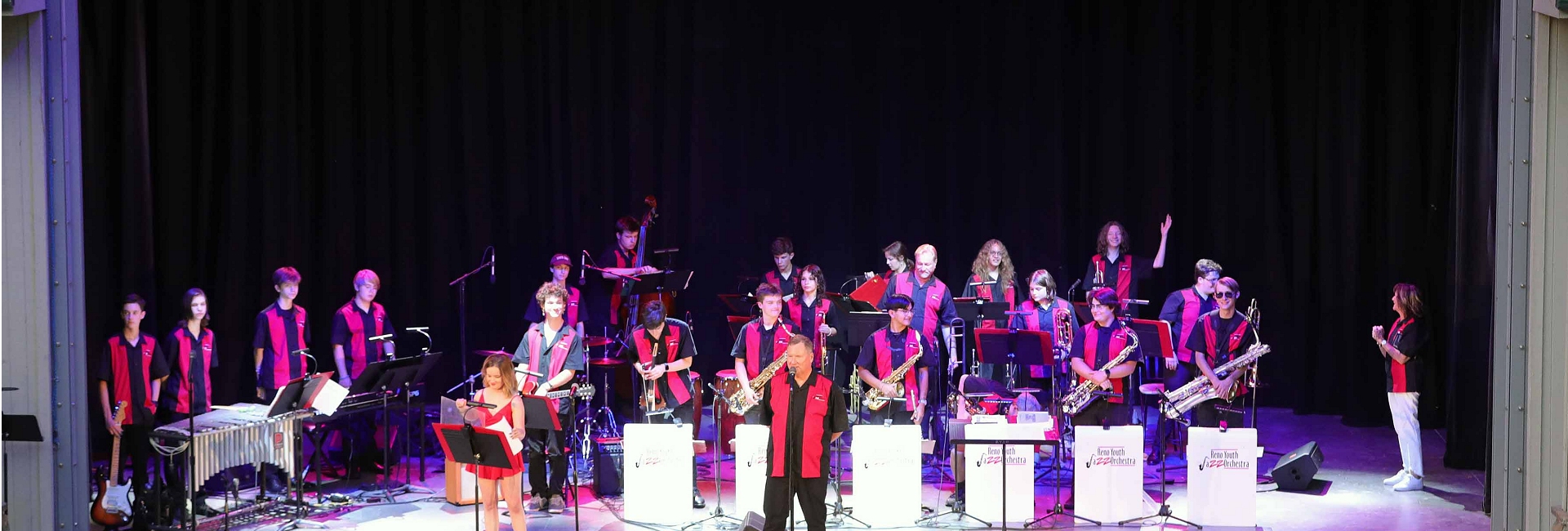 Reno Youth Jazz Orchestra Band Members Onstage