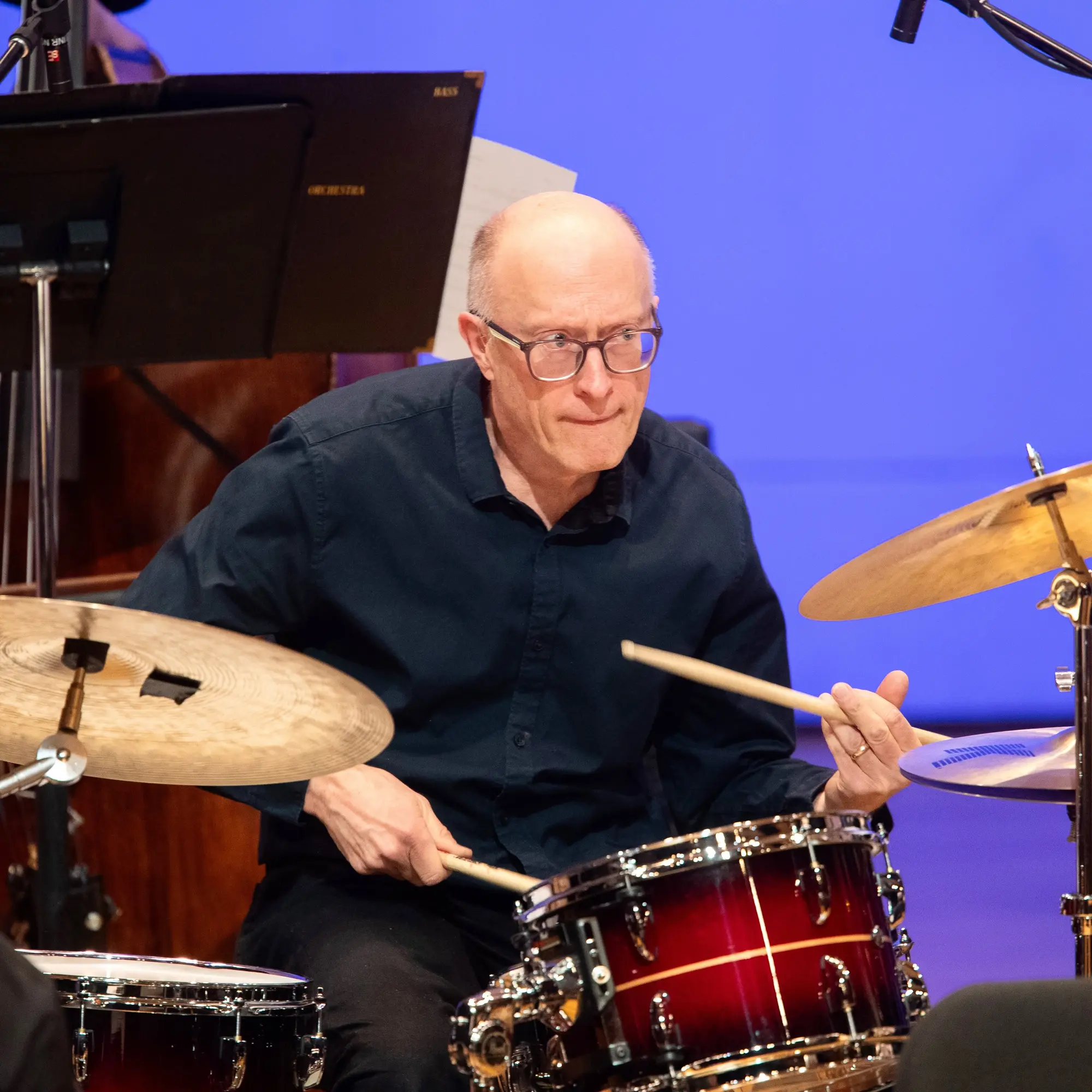 Andy Heglund playing the drum kit