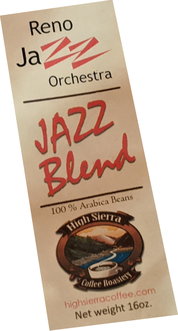 Reno Jazz Orchestra Jazz Blend coffee label